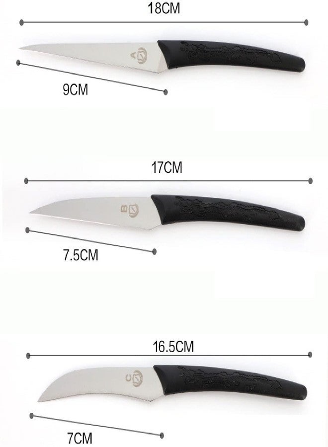 وي3 مجموعة سكاكين تقطيع الفواكه والخضراوات we3؟ طقم من 3 سكاكين تقشير فائقة الحدة بشفرات من الفولاذ المقاوم للصدأ، أدوات تقطيع دقيقة للمطبخ، التزيين وتزيين الطعام - Image 2